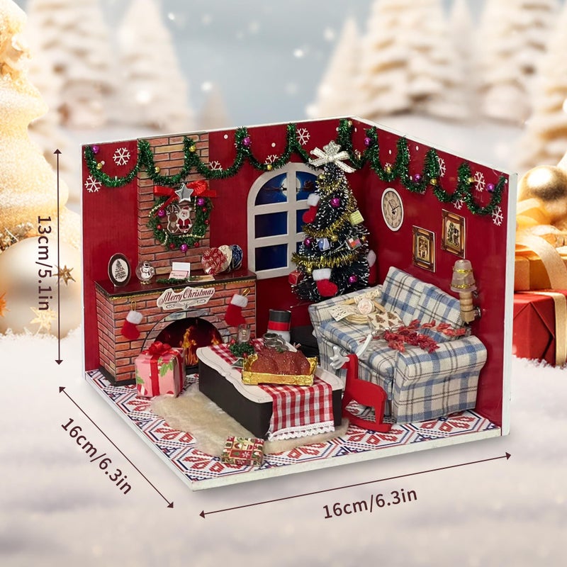 Flever Dollhouse Miniature DIY House Kit Creative Room with Furniture and Glass Cover for Romantic Artwork Gift(Dreamlink of Christmas) - Image 2